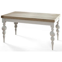 ESSZIMMERTISCH LENA, ausziehbarer Tisch 200-300X100X78,5 cm, Farbe: SONOMA, mit Tischbeinen in Farbe Weiß - Weiß/Sonoma Eiche, Holzwerkstoff (200/80/79cm) - Alpi-Möbel