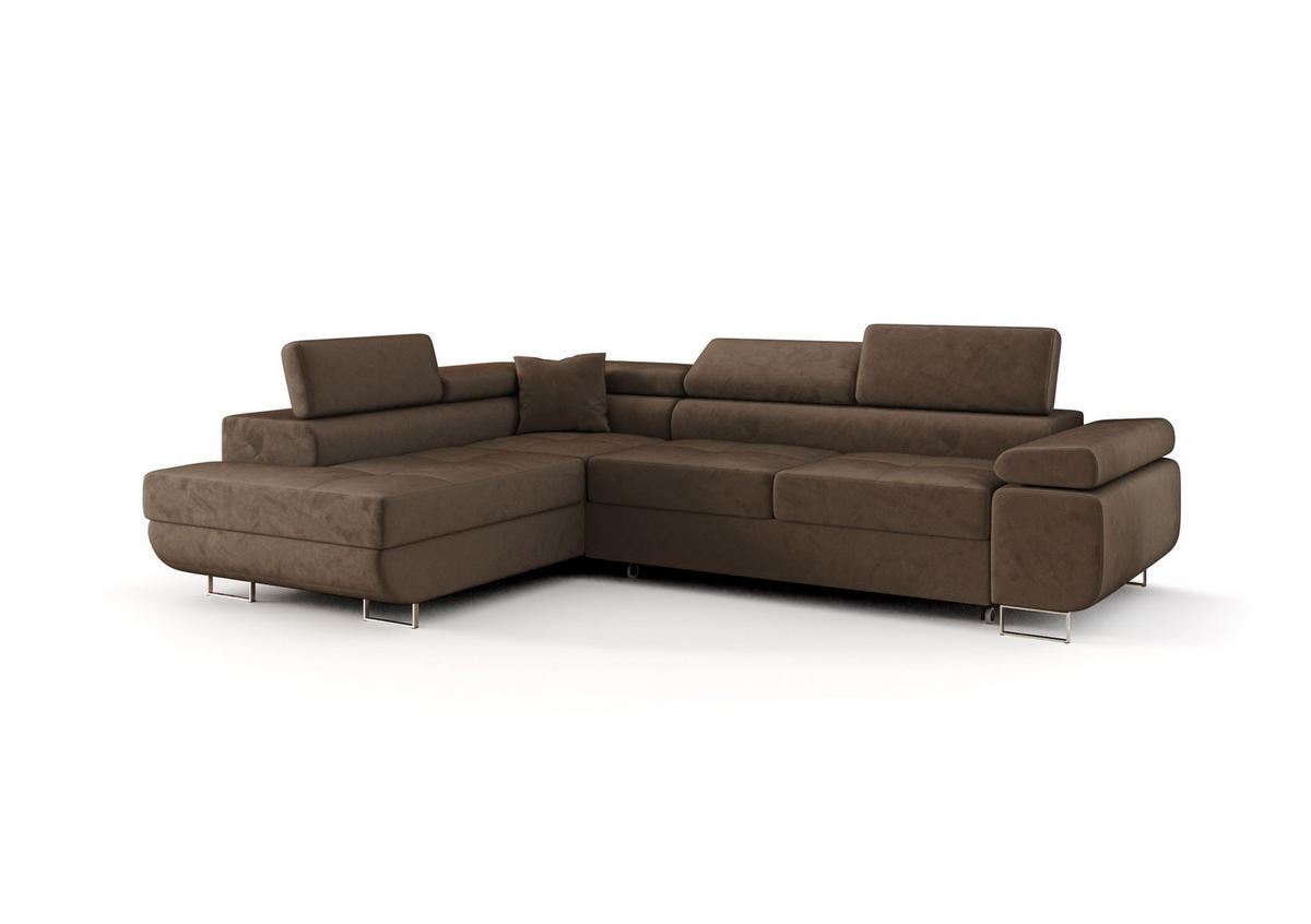 ECKSOFA EMILY mit Schlaffunktion Monolith 09 Links - Braun, Textil (275/200cm) - Bedante