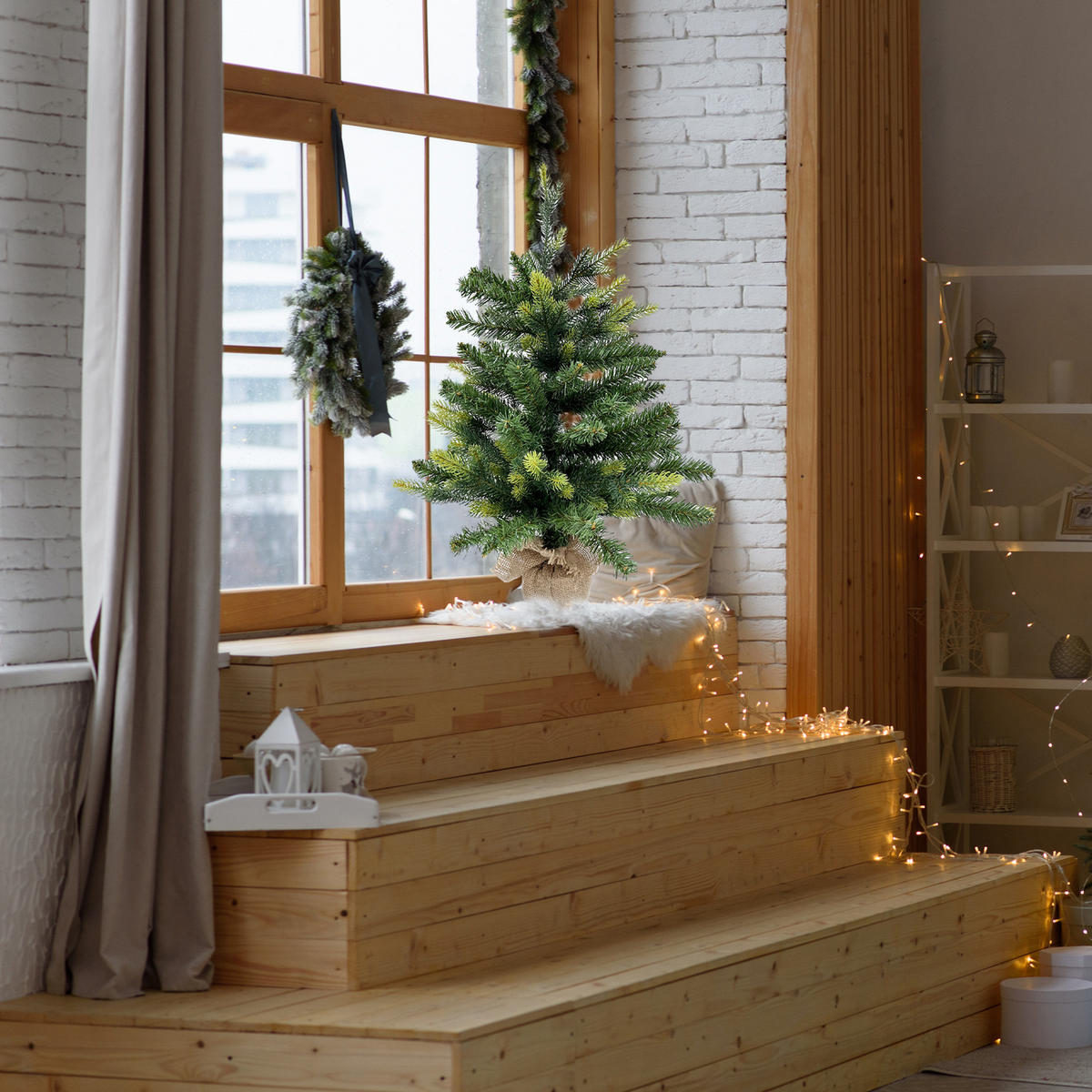 WEIHNACHTSBAUM klein Grün 35/35/60 cm - Grün, Kunststoff (60cm) - Mobili Rebecca