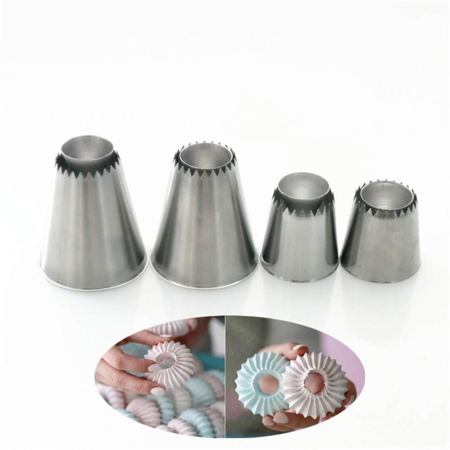 SPRITZTÜLLEN Set 4-teilig Edelstahl - Silberfarben, Metall (5.5/3/6cm)