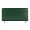 SIDEBOARD Mirka, Grün, Push to Open System, Minimalistisch - Dunkelgrün/Schwarz, Holzwerkstoff/Metall (130/80/40cm) - Dancan
