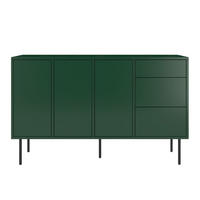 SIDEBOARD Mirka, Grün, Push to Open System, Minimalistisch - Dunkelgrün/Schwarz, Holzwerkstoff/Metall (130/80/40cm) - Dancan