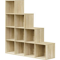 REGALE Bücherregal mit 10 Fächern, Würfelregal, Helle Eiche - Eichefarben, Holzwerkstoff (120/120/30cm) - Woltu