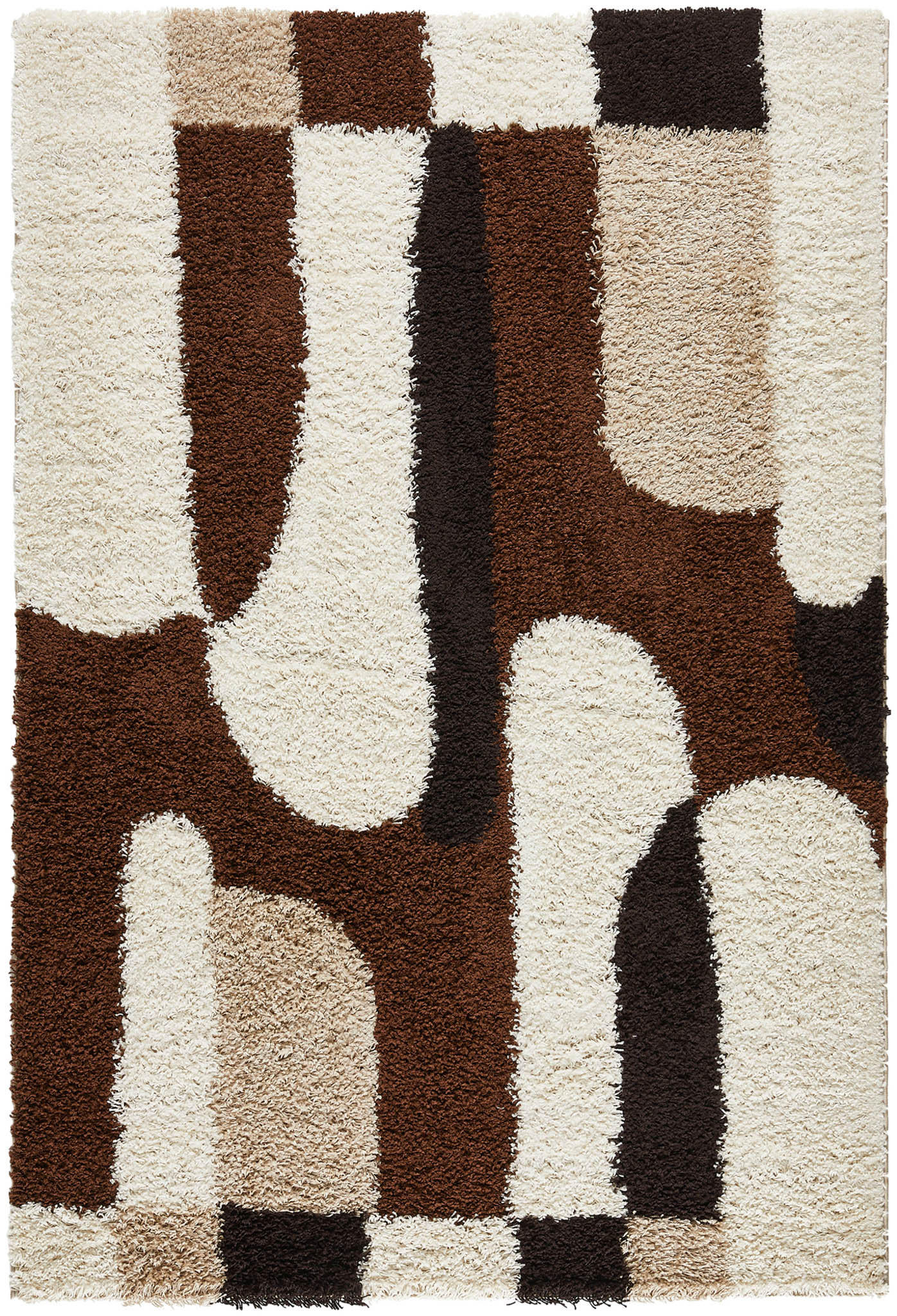 TEPPICH shaggy mit grafischem Muster in Braun Palerme 80x140 cm - Braun, Textil (80/140cm) - Nazar Rugs