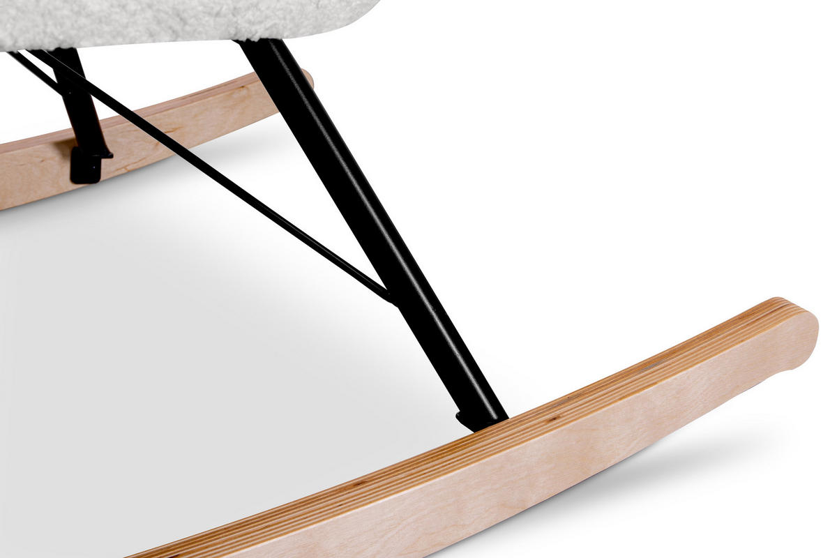 SCHAUKELSESSEL ADDUCTI breiter Sitz für mehr Komfort, Cremeweiß - Eichefarben/Creme, Holz/Textil (75/94/112cm) - KONSIMO®