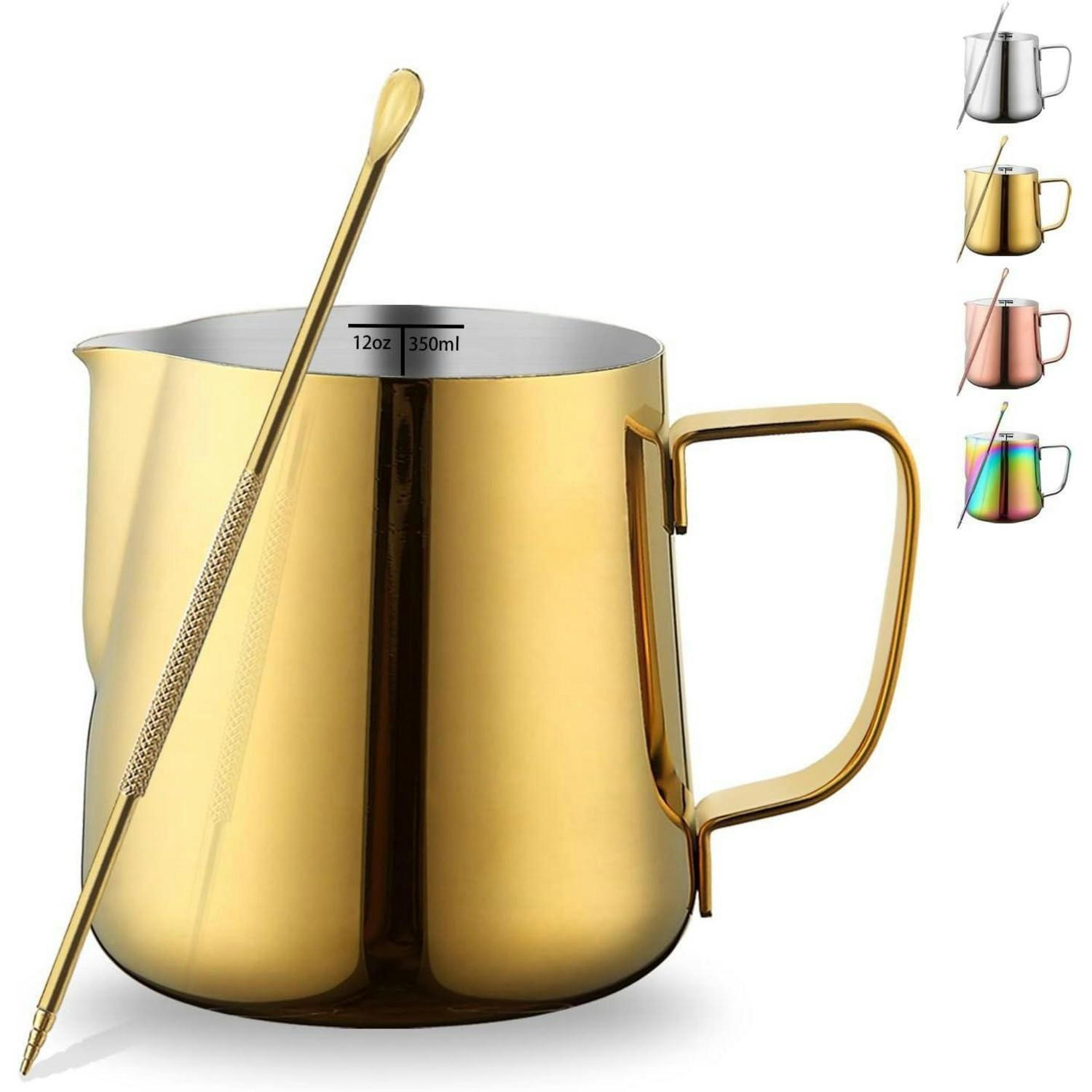 MILCHSCHAUMKRUG 350 ml Gold mit Dekorationsstift - Goldfarben, Metall (11/11cm)