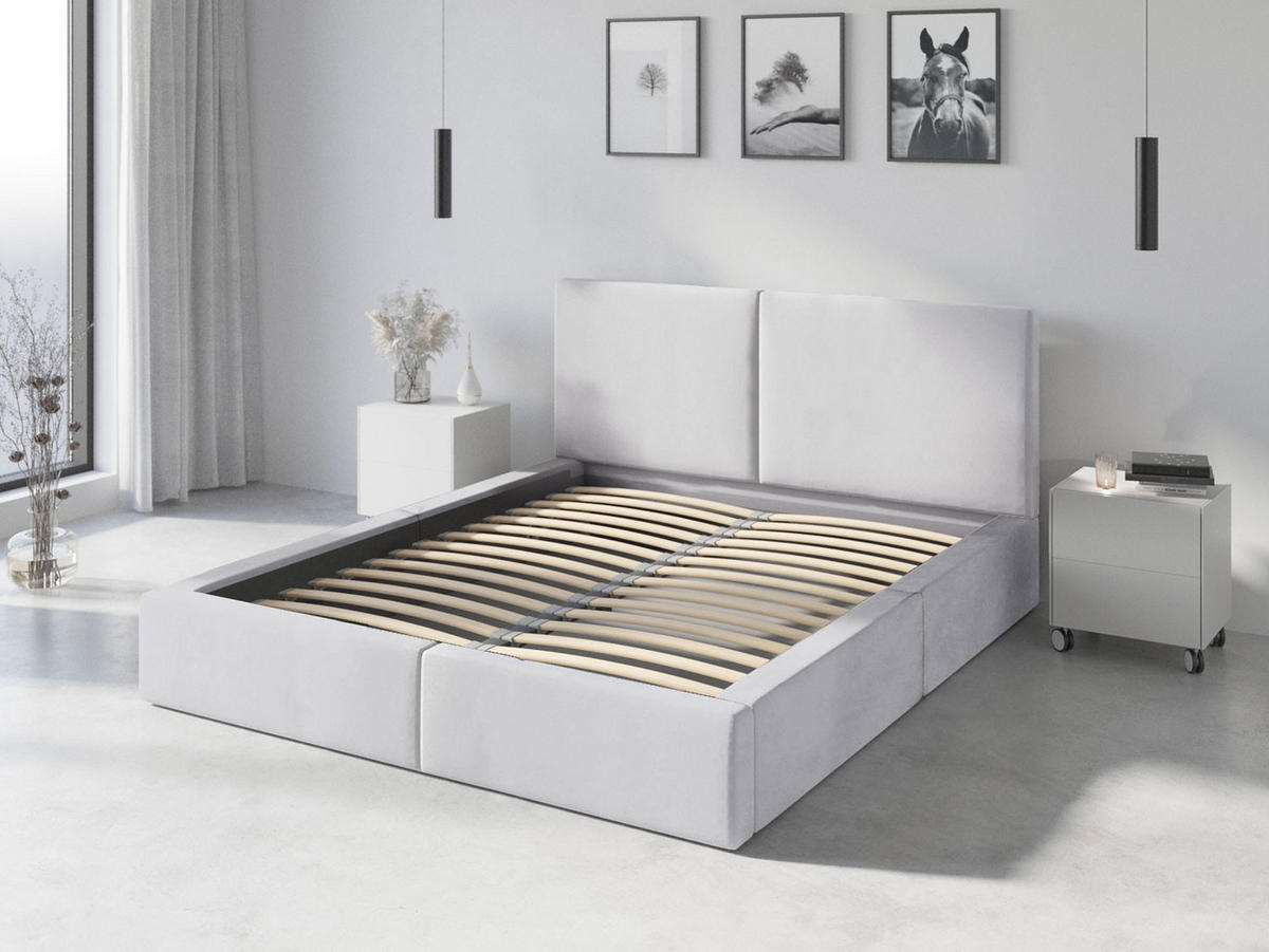 POLSTERBETT Hilton 120x200cm in Weiß mit Stauraum - Weiß, Textil/Metall (120/200cm) - Interbeds