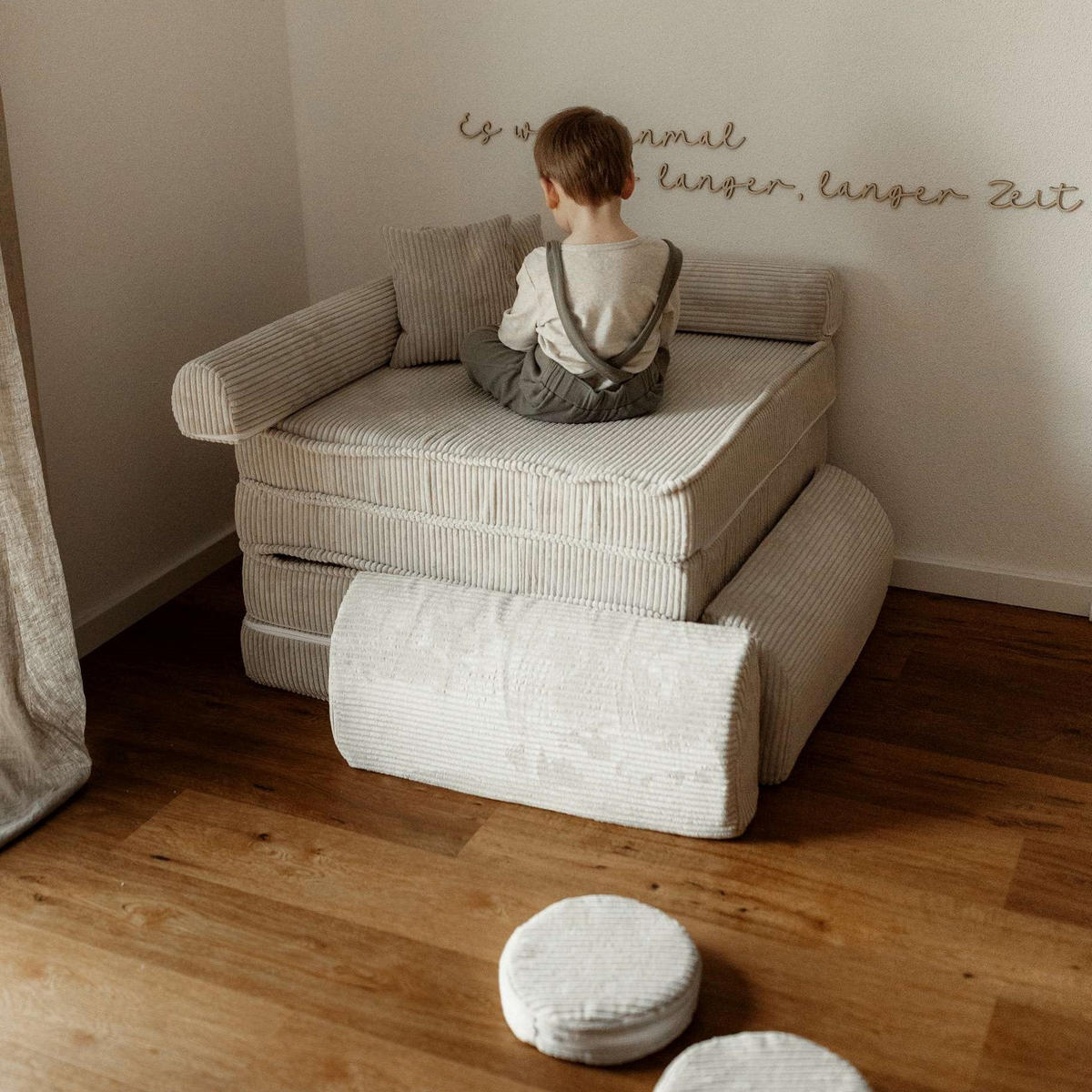 KINDERSOFA AESTHETIC 160 cm Cord Ecru 10 Stk - Beige, Textil (80/12/160cm) - MeowBaby