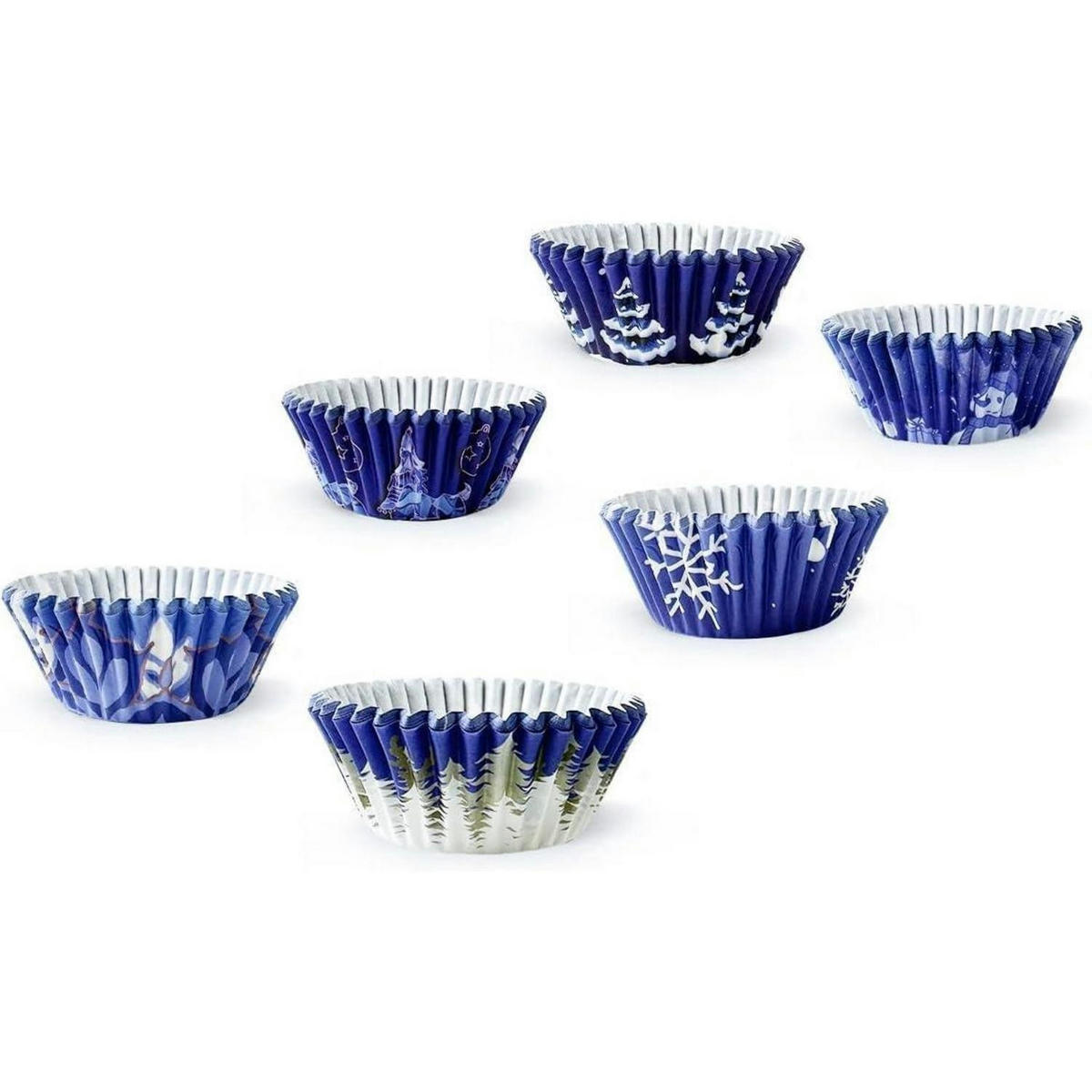 MUFFINFÖRMCHEN 300 Stück Set Weihnachtsmotiv Blau - Multicolor, Papier (317/210/317cm)