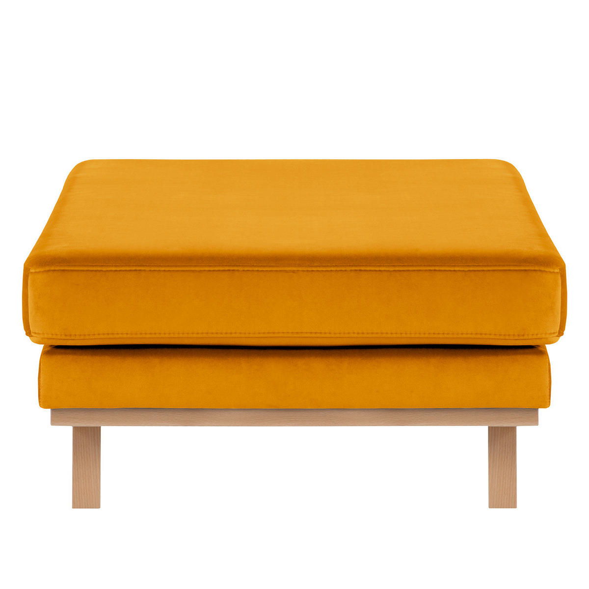 POLSTERHOCKER - Gelb/Buchefarben, Buchenholz/Textil (85/43/60cm) - home24