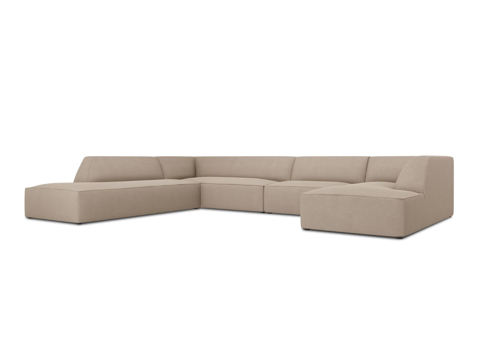 PANORAMASOFA links Ruby aus strukturiertem Stoff dunkelbeige 7 Sitzplätze - Taupe, Textil (273/69/366cm) - Micadoni