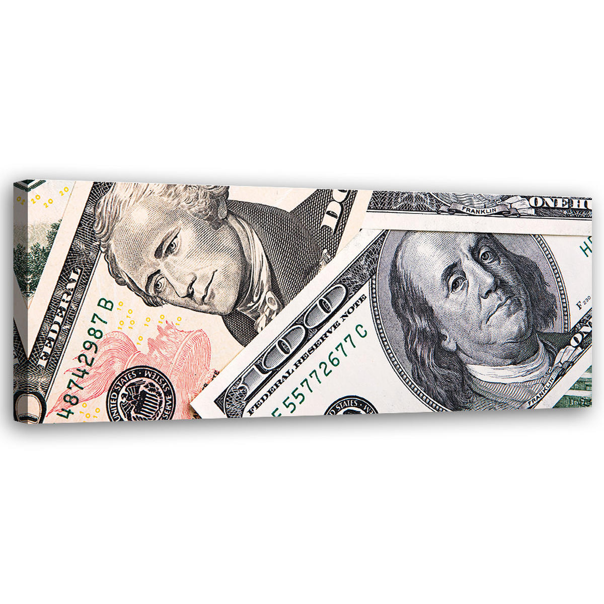 WANDBILD grüne geldscheine - Grün, Textil (90/30cm) - Feeby