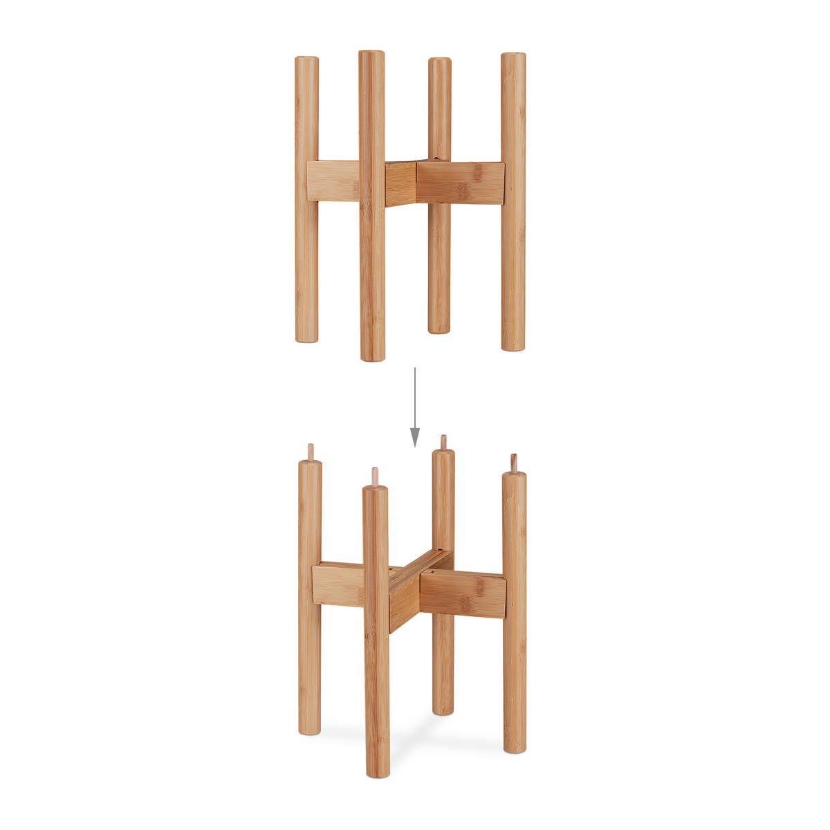 2XPFLANZENSTÄNDER - Hellbraun, Holz (37.5/35.5/37.5cm) - Relaxdays