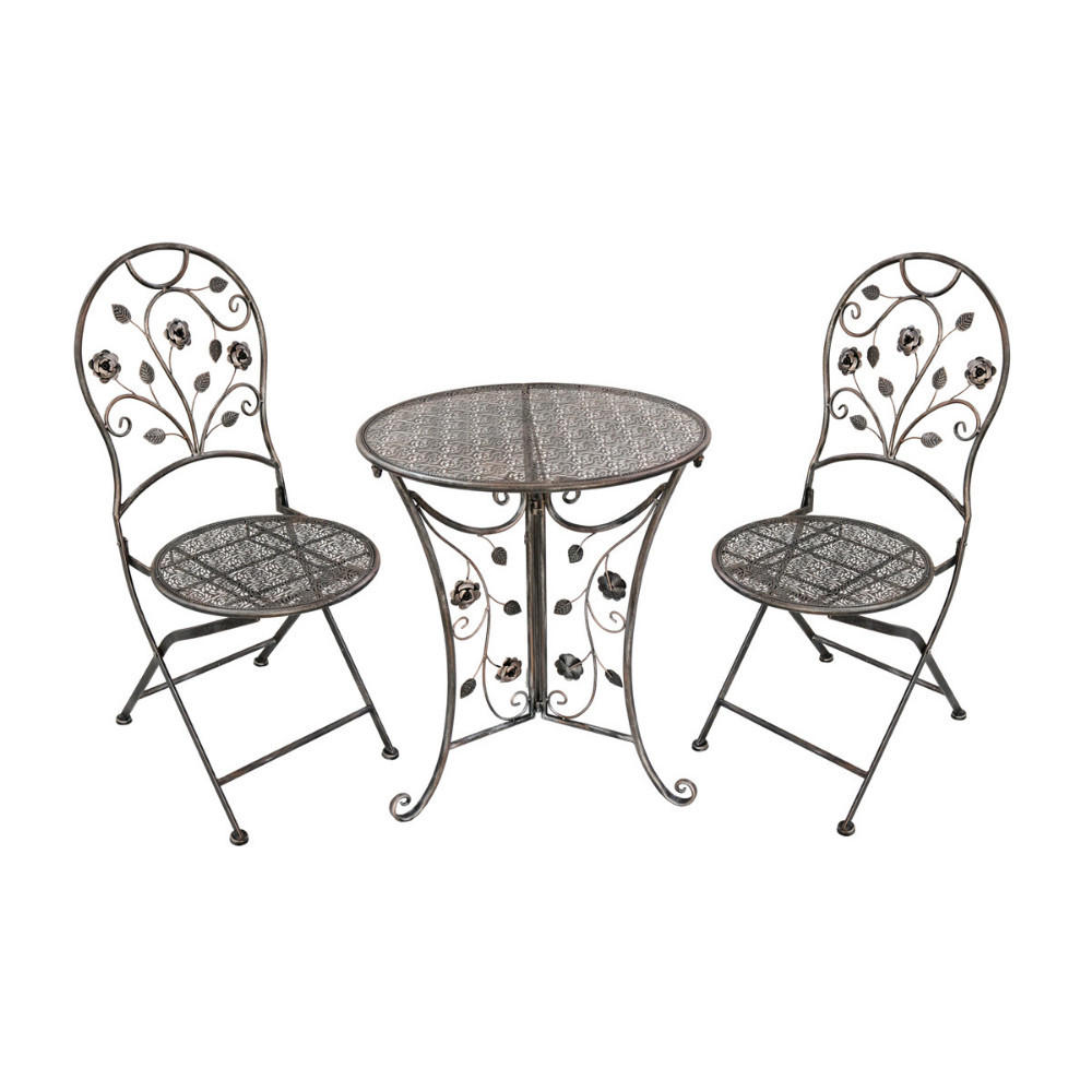 BALKONMÖBEL-SET Thilo 3-teilig Balkon-Set - Bronzefarben, Metall - DELUKE