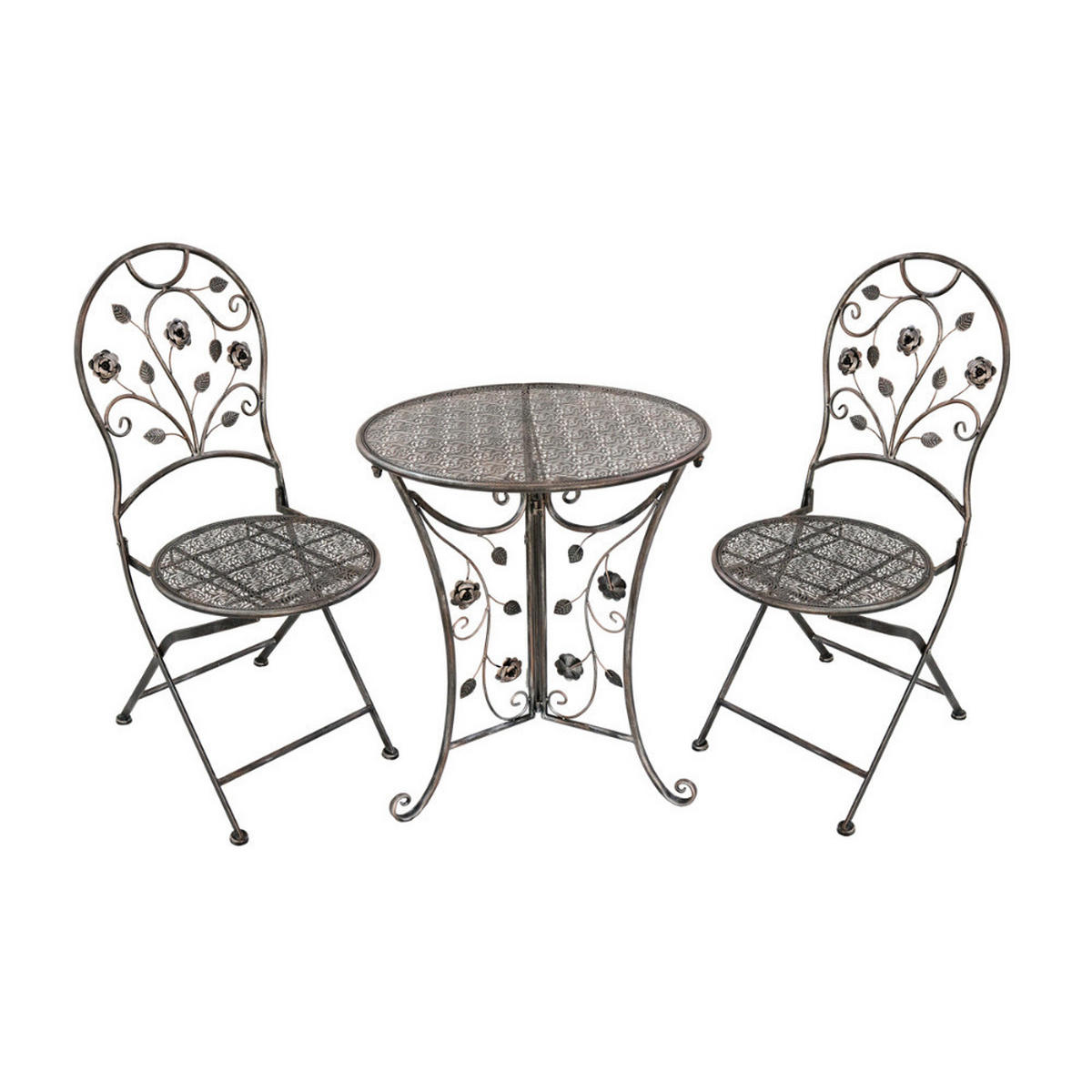 BALKONMÖBEL-SET Thilo 3-teilig Balkon-Set - Bronzefarben, Metall - DELUKE