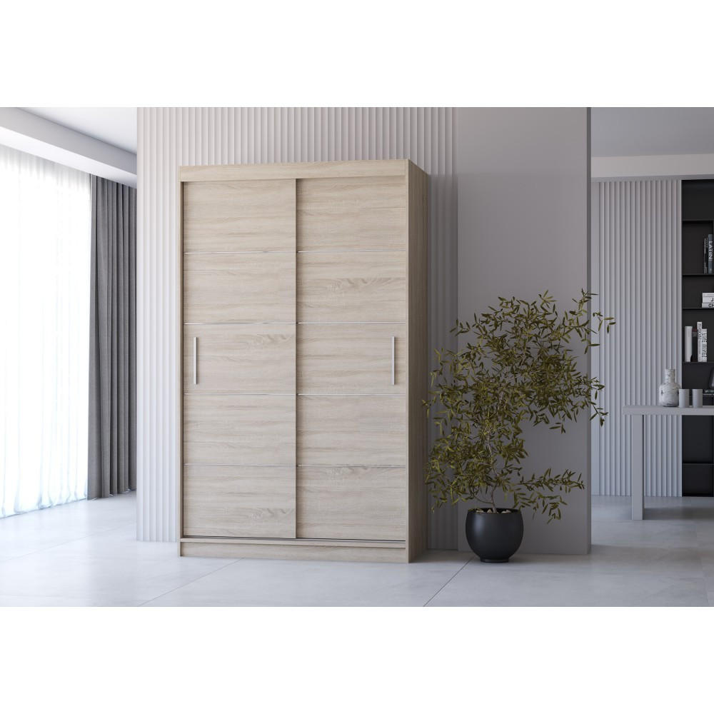 SCHWEBETÜRENSCHRANK Neomi 06 Sonoma Eiche/Sonoma Eiche ohne Spiegel 120 cm - Alufarben/Sonoma Eiche, Holzwerkstoff/Kunststoff (120/200/61cm) - imoebel24