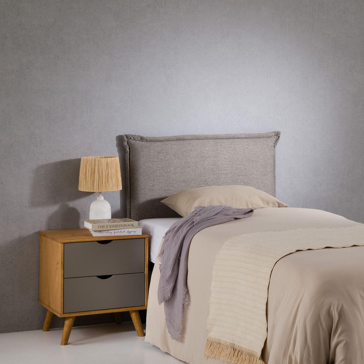 KOPFTEIL NERINA 90X190 CM - Grau, Textil (91/99/7cm) - IDIMEX