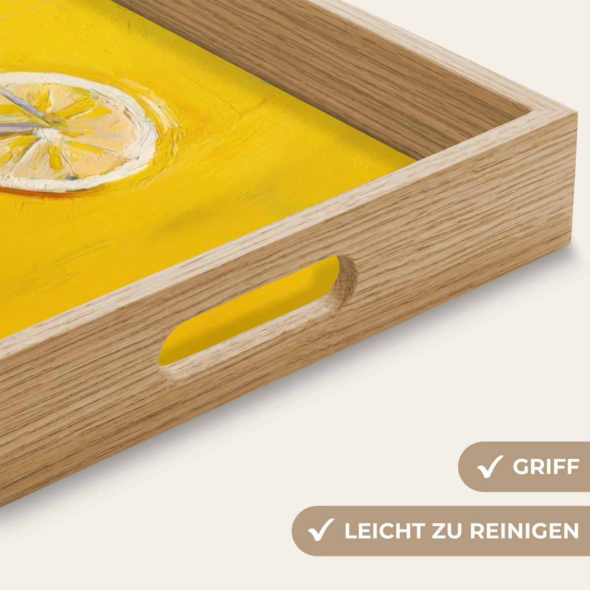 SERVÍROVACÍ PODNOS Sklenice - Koktejl - Citron - Třešeň 50x35 cm - žlutá, dřevo (50/5/5cm) - OnlyWow
