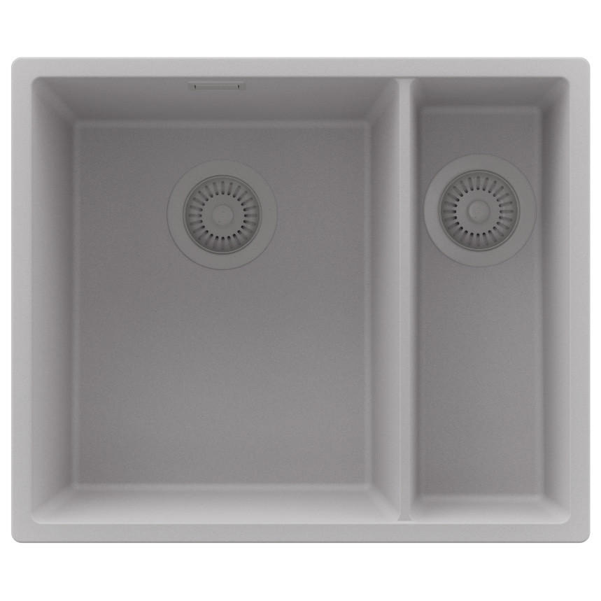 SPÜLBECKEN London Slim Duo, 2-er set Grau 56/47 cm 1,5 Becken + Ablauf-Set ab 60er Unterschrank - Grau, Kunststoff (56/20/47cm) - Primagran