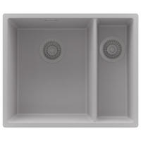 SPÜLBECKEN London Slim Duo, 2-er set Grau 56/47 cm 1,5 Becken + Ablauf-Set ab 60er Unterschrank - Grau, Kunststoff (56/20/47cm) - Primagran