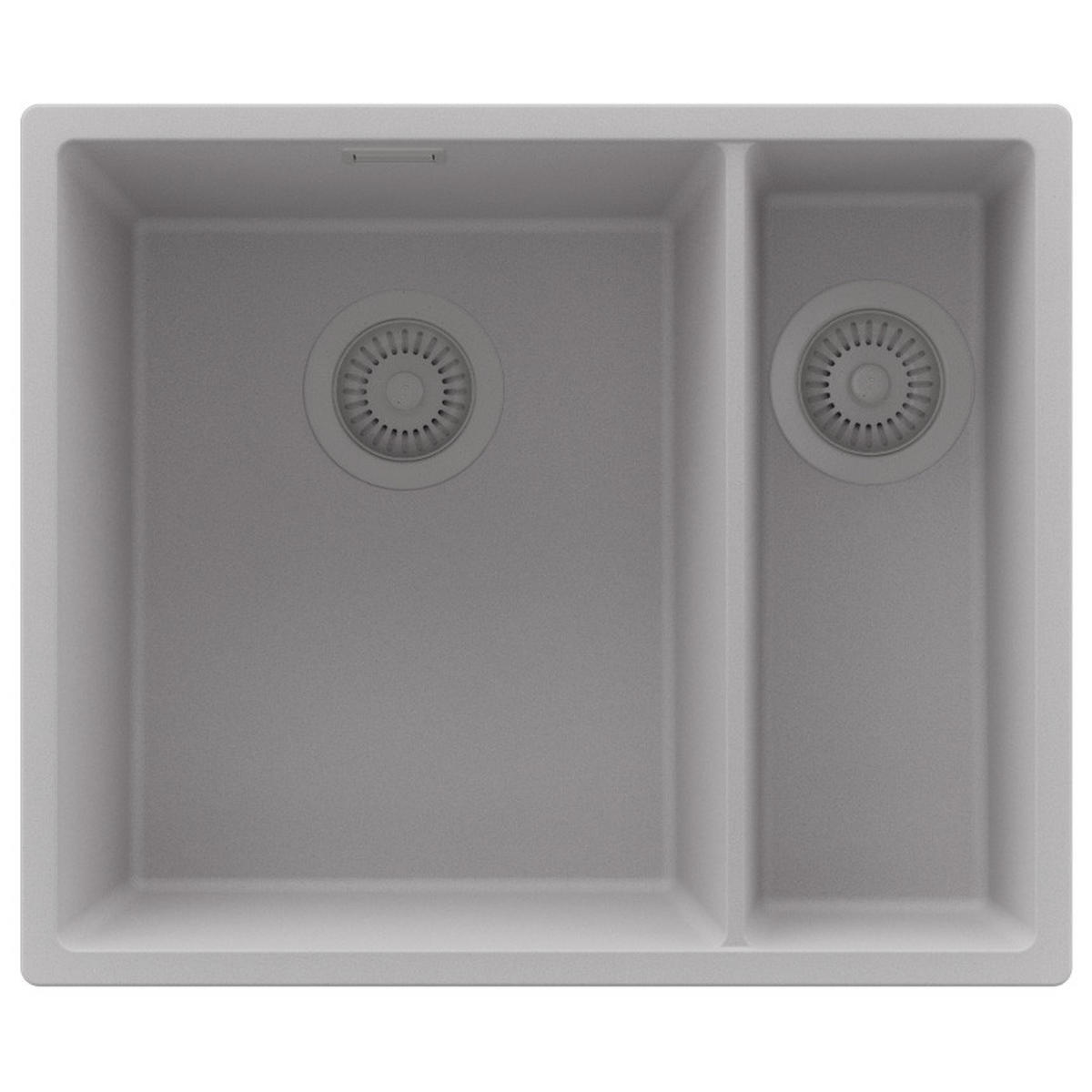 SPÜLBECKEN London Slim Duo, 2-er set Grau 56/47 cm 1,5 Becken + Ablauf-Set ab 60er Unterschrank - Grau, Kunststoff (56/20/47cm) - Primagran