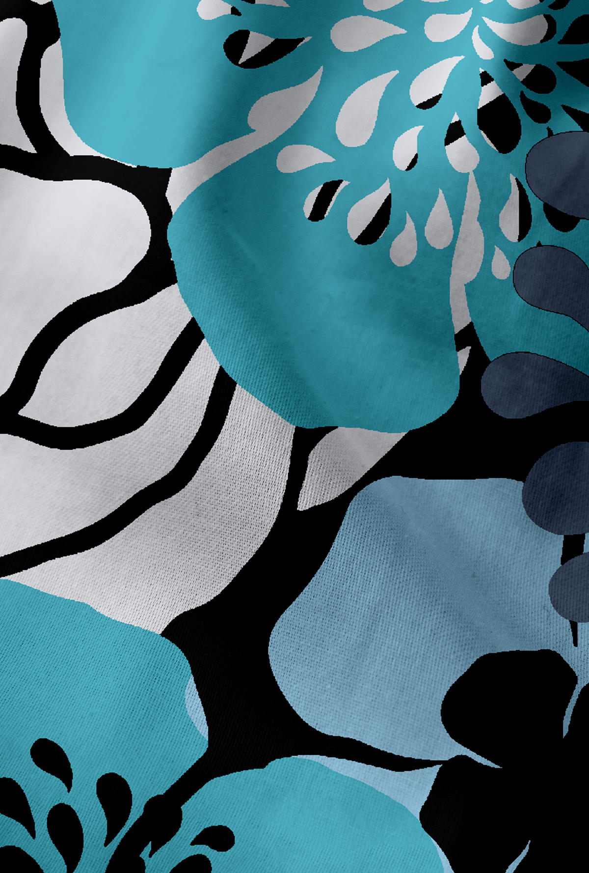 BETTWÄSCHE-GARNITUR Renforcé Blumen türkis, 135x200 cm + 80x80 cm - Türkis, Textil (135/200cm) - Castell