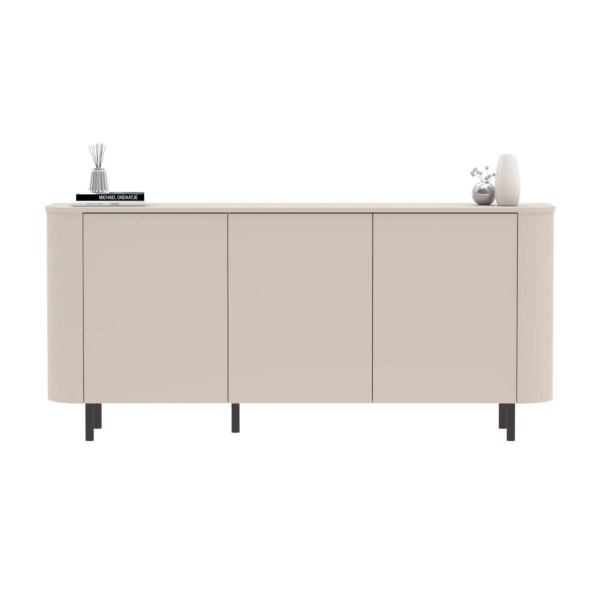 SIDEBOARD 3?türig abgerundete Kanten Kaschmir 180,2/42/82,3 cm - Beige, Holzwerkstoff (42/82.3/180.2cm) - Calicosy