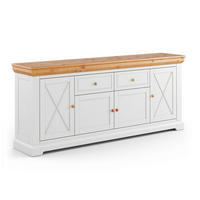 KOMMODE Marone Elite Weiß / Kiefer Natur 200 / 41 / 85cm - Weiß/Kieferfarben, Holz (200/85/41cm) - Feldmann-Wohnen