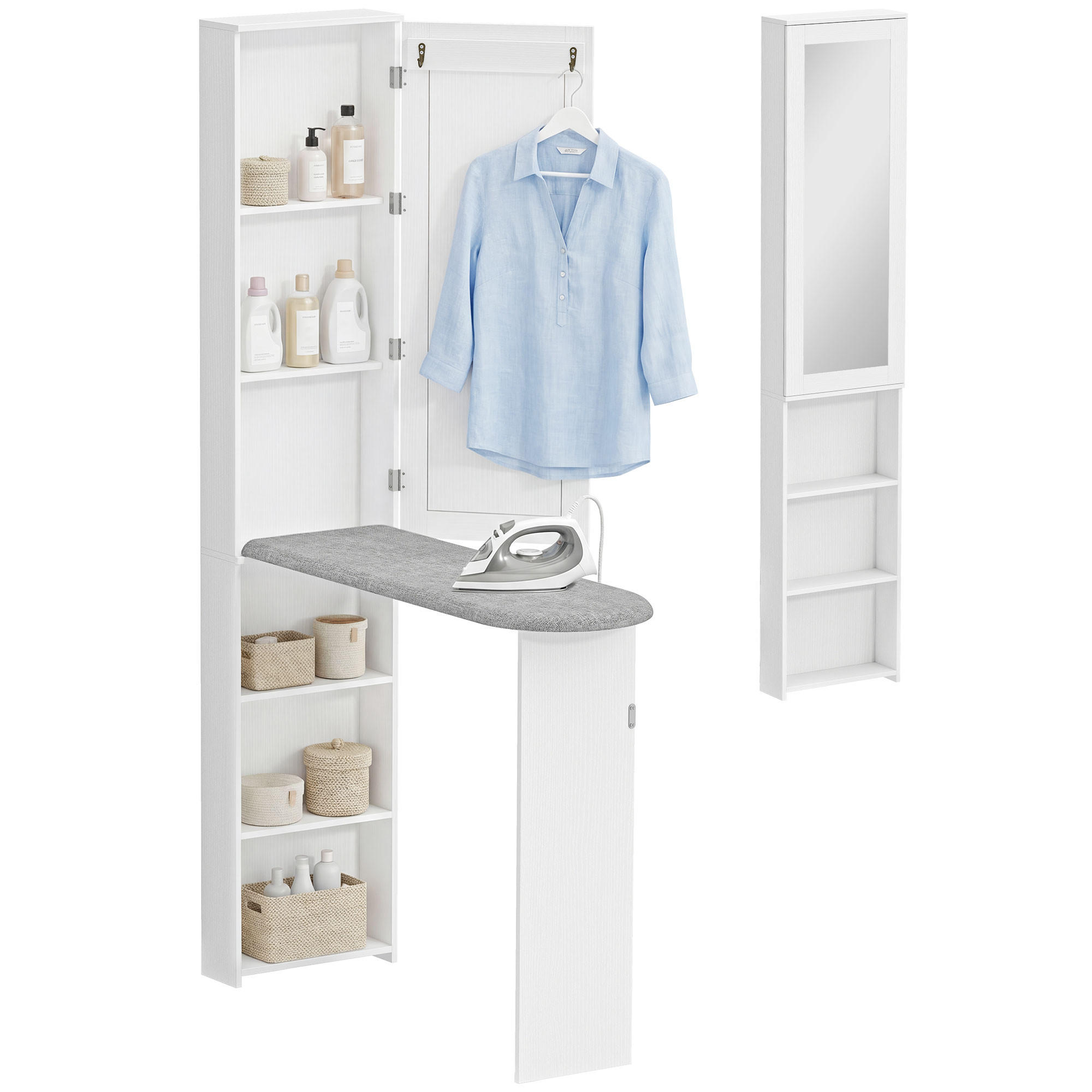 BÜGELBRETTSCHRANK DE-09593 Weiß - Weiß, Holzwerkstoff (106/174/35cm) - ComfortXL
