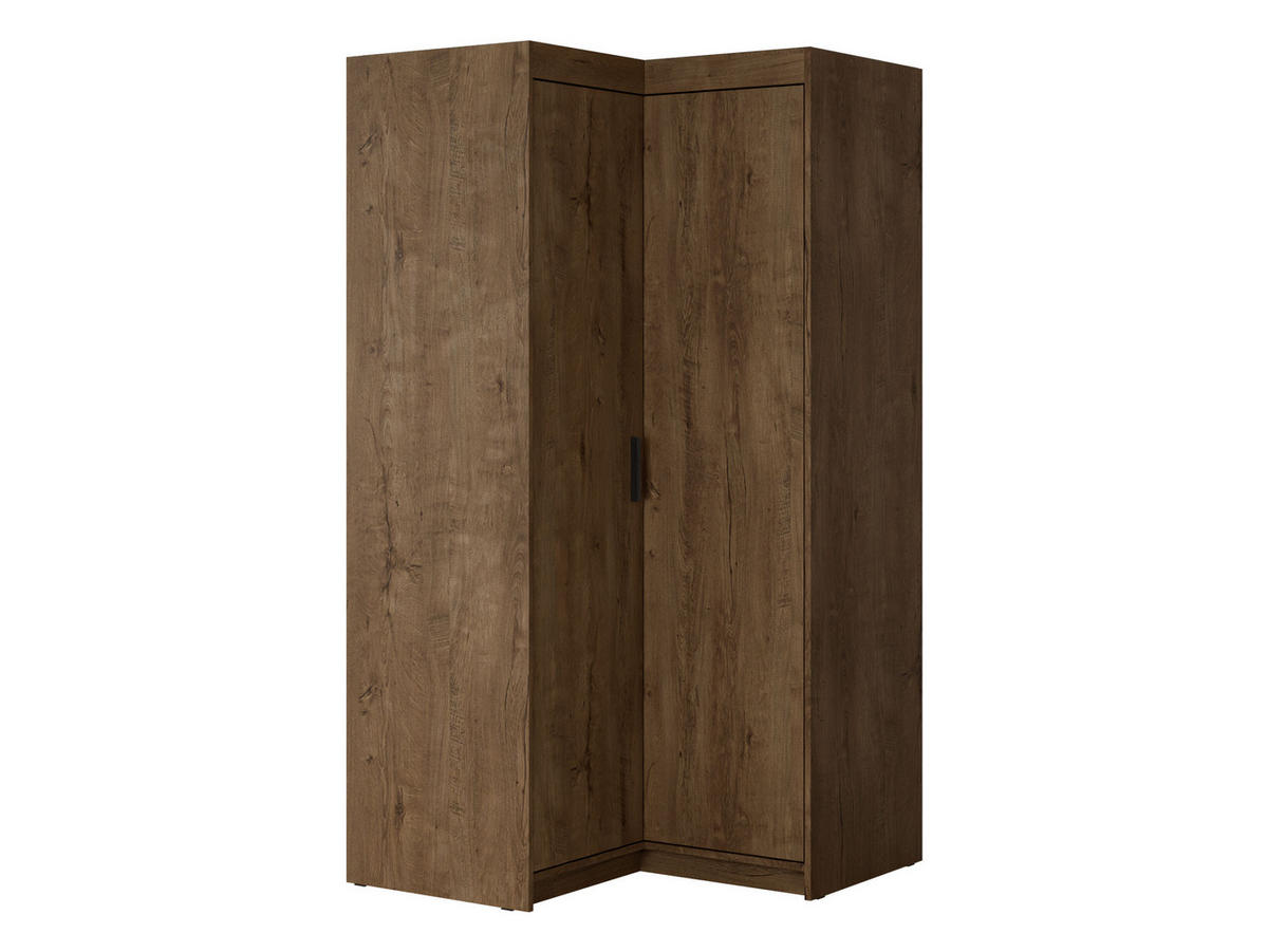 ECKKLEIDERSCHRANK Elena 2D - Eichefarben/Schwarz, Holzwerkstoff/Kunststoff (98/191/98cm) - MIRJAN24