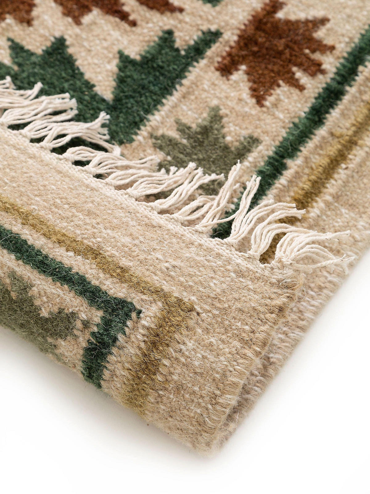 KELIM handgewebt Zohra Grün 70x140 cm - Grün, Textil (70/140cm) - benuta Pure