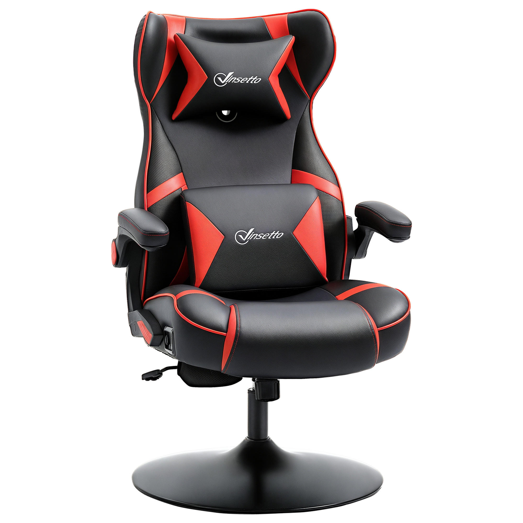 GAMINGSESSEL mit Wippfunktion Gaming Stuhl mit Lautsprecher Bürostuhl Kunstleder - Rot/Schwarz, Leder (73/118/69cm) - Vinsetto