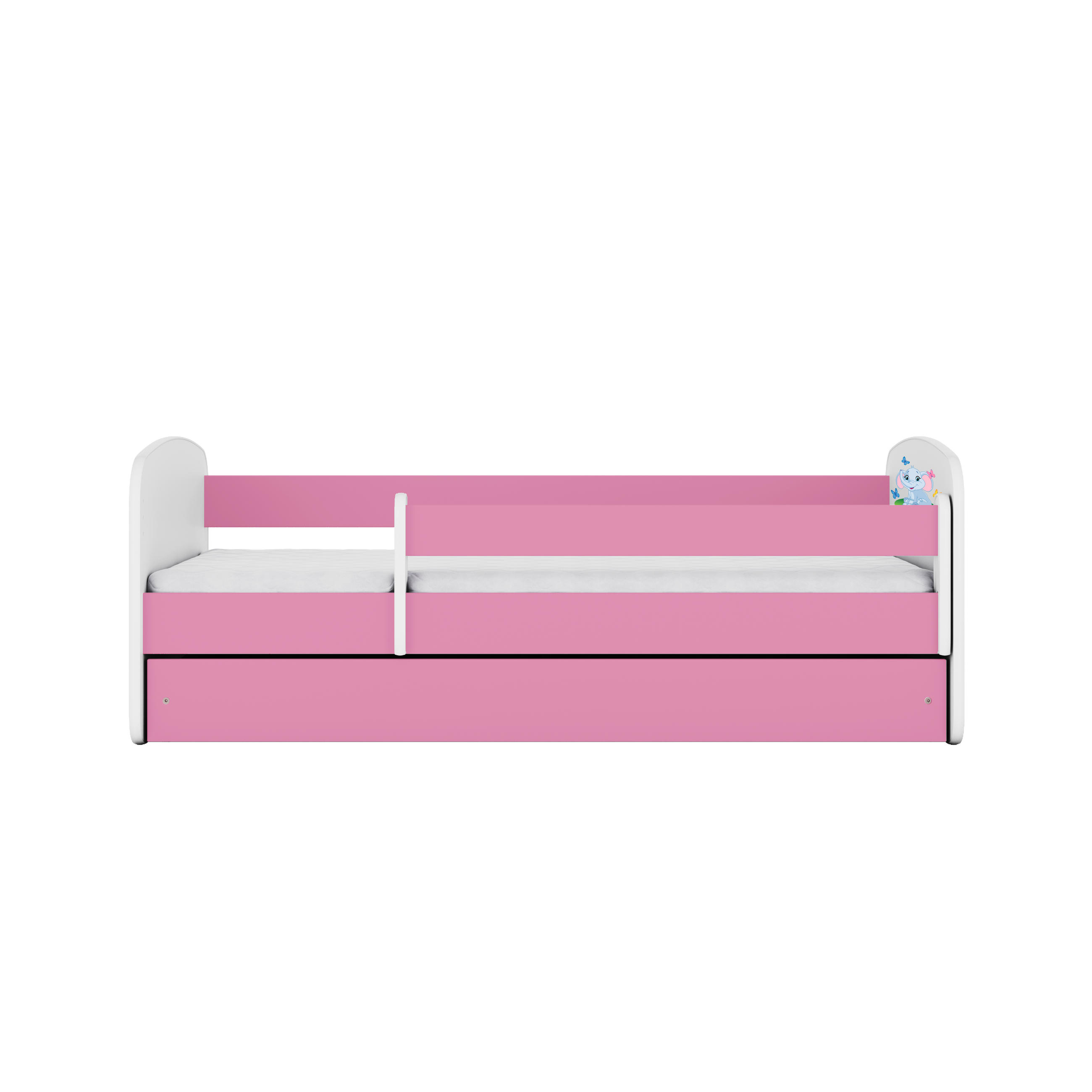 KINDERBETT Elefant mit Schublade und Matratze 140/70 - Rosa, Holzwerkstoff (70/140cm) - RAUMHIRSCH FURNITURE