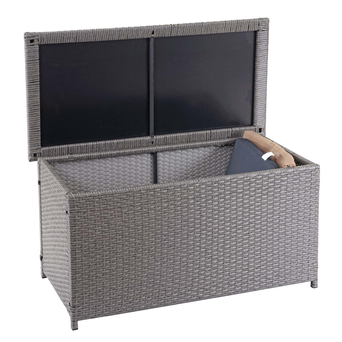 KISSENBOX aus Poly-Rattan HxBxT 51x115x59cm Basic grau 250L - Grau, Kunststoff (115/51/59cm) - PROREGAL