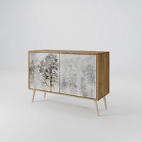 SIDEBOARD FADE IN THE TREES, Eicheneffekt, 111x42x77,5 cm, 2 Türen - Eichefarben/Buchefarben, Holzwerkstoff/Buchenholz (111/77.5/42cm) - SpaceRebels