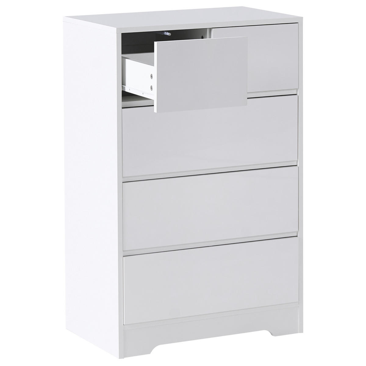 KOMMODE mit 5 Schubladen Weiß Alberta - Weiß, Holzwerkstoff (60/94/38cm) - Beliani