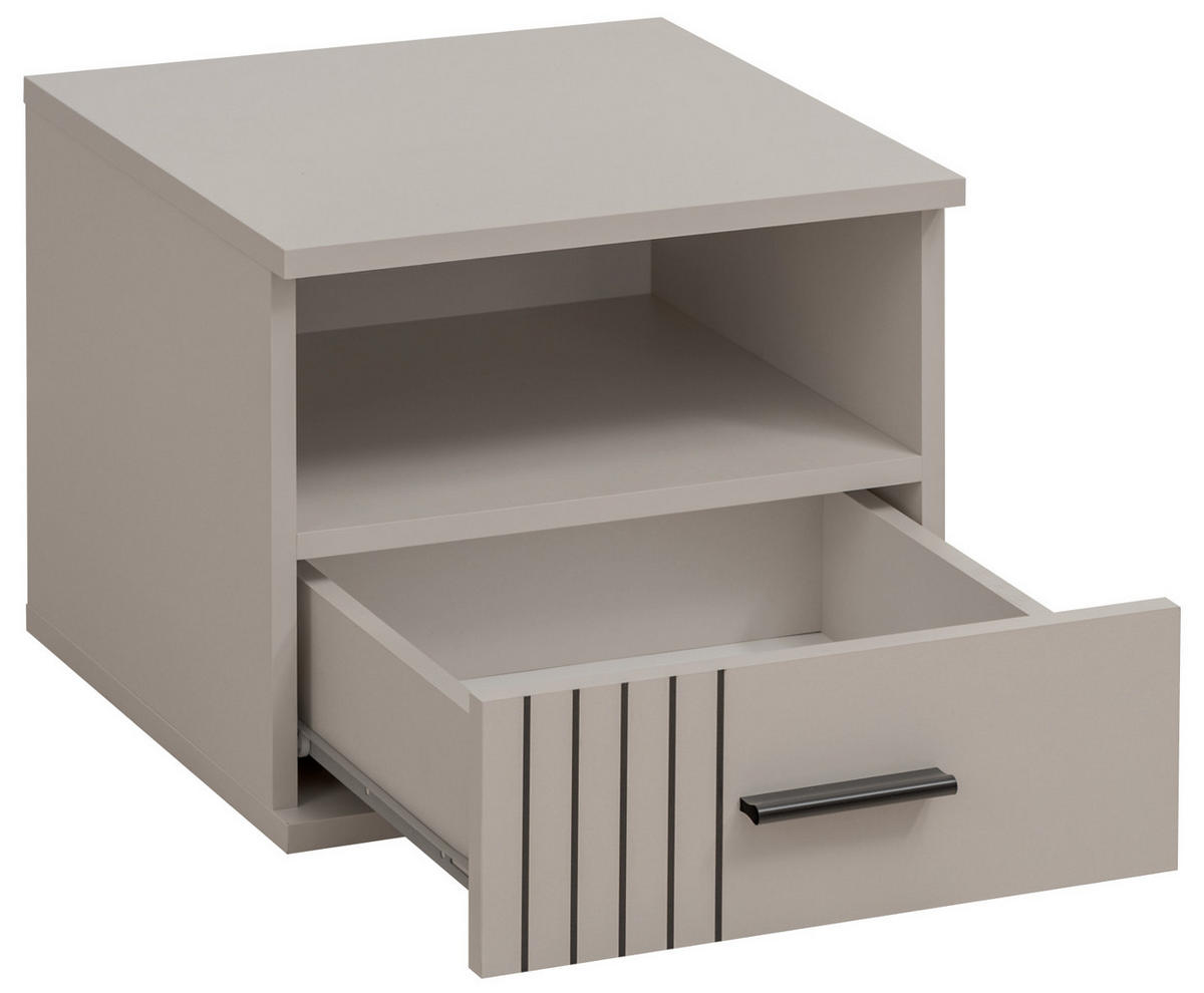 NACHTTISCH Kaschmir 45 x 38 cm, Nachtkommode mit Schublade - Kaschmir/Schwarz, Holzwerkstoff/Kunststoff (45/38/40cm) - Inn.Furn