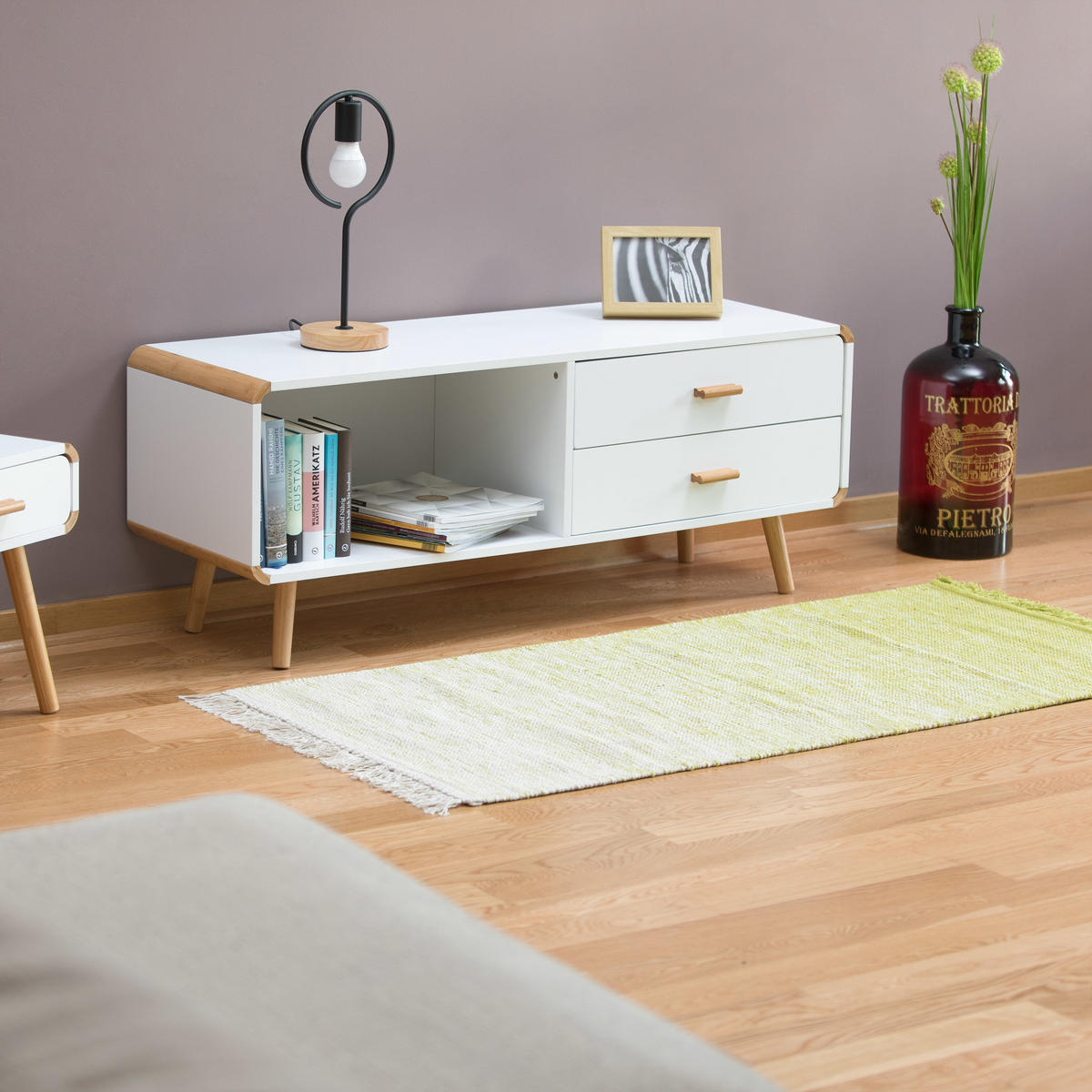 LOWBOARD - Weiß, Holz/Holzwerkstoff (120/48/40cm) - Relaxdays