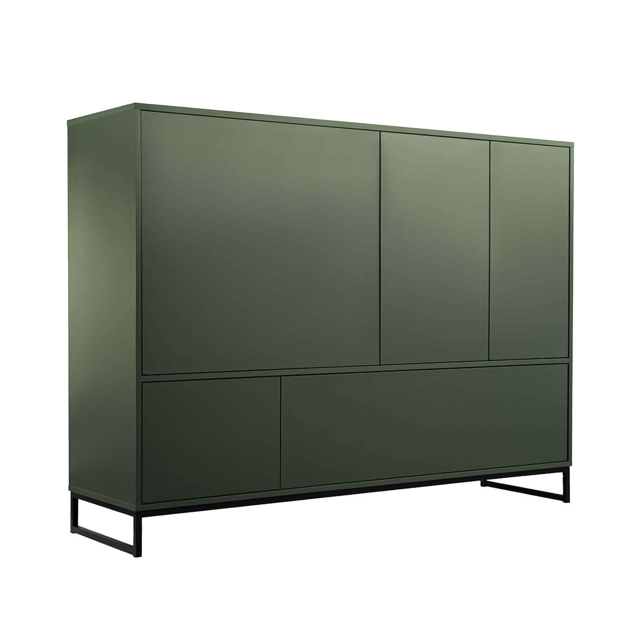 KOMMODE AZIR 160/120/45cm mit Schubladen 5 Türen Grün - Grün, Holzwerkstoff (160/120/45cm) - MASSENO