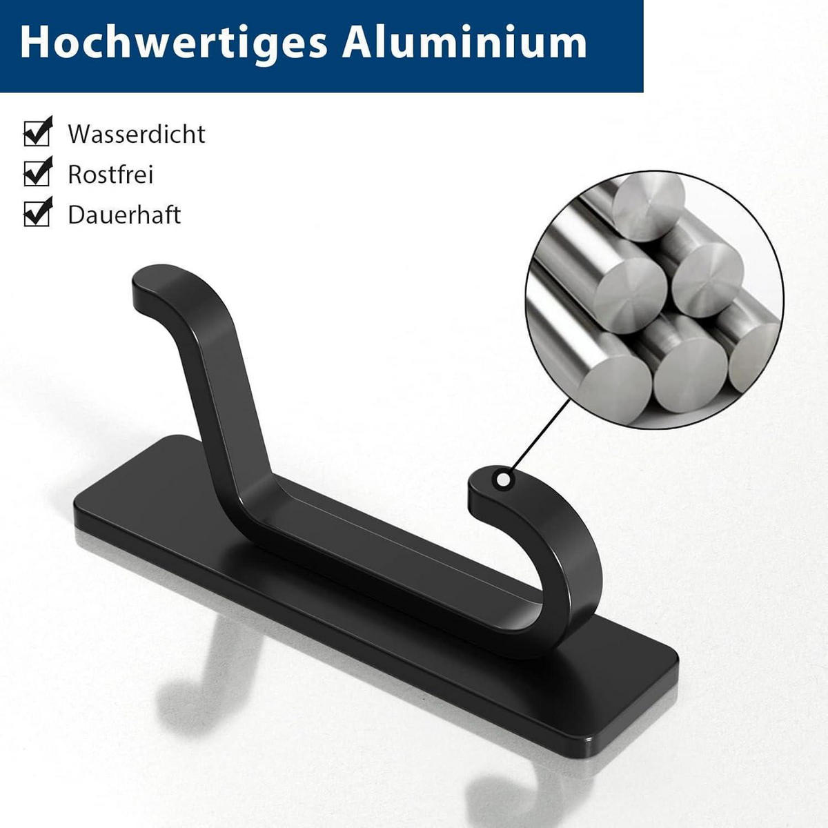 KLEBEHAKEN 12-teiliges Set Schwarz - Schwarz, Metall (8.9/5.6/20.3cm)