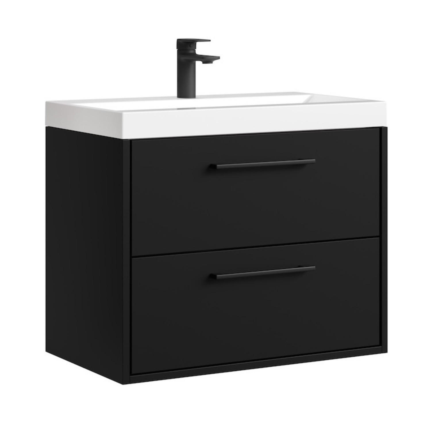 BADMÖBEL-SET Florence 2 Teile Schwarz Matt - 60 x 35 x 51 cm - Schwarz, Holz (60/51/35cm) - Badplaats