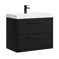 BADMÖBEL-SET Florence 2 Teile Schwarz Matt - 60 x 35 x 51 cm - Schwarz, Holz (60/51/35cm) - Badplaats