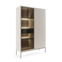 VITRINE Sentino Kaschmir, Zweitürige Hochvitrine mit LED - Kaschmir, Holzwerkstoff/Metall (104/166/39cm) - Bettso
