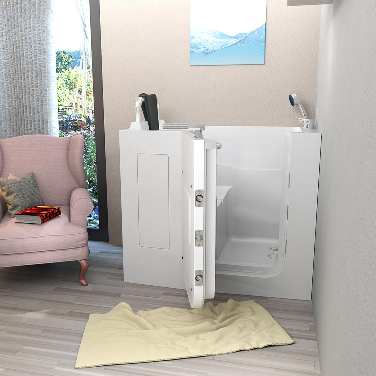 SENIOREN Sitzwanne mit Tür S08-C-L - Weiß, Glas/Kunststoff (110/114/68cm) - AcquaVapore by Sandra Jentho