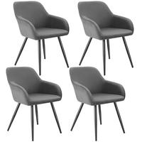 ESSZIMMERSTUHL 4er Set Marilyn 58 x 62 x 82 cm grau/schwarz - Schwarz/Grau, Kunststoff (62/82/58cm) - tectake