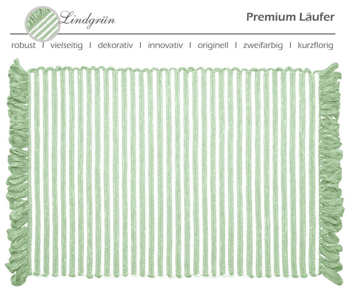 HANDGEWEBTER Läufer 50x70 cm Lindgrün - Hellgrün, Naturmaterialien/Textil (50/70cm) - Lashuma