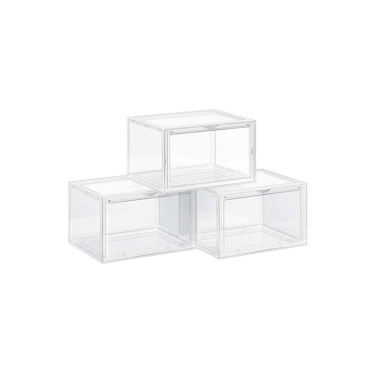 SCHUHBOX SCHUHORGANIZER 3ER-SET - Weiß, Kunststoff (28/36cm) - Hansiro