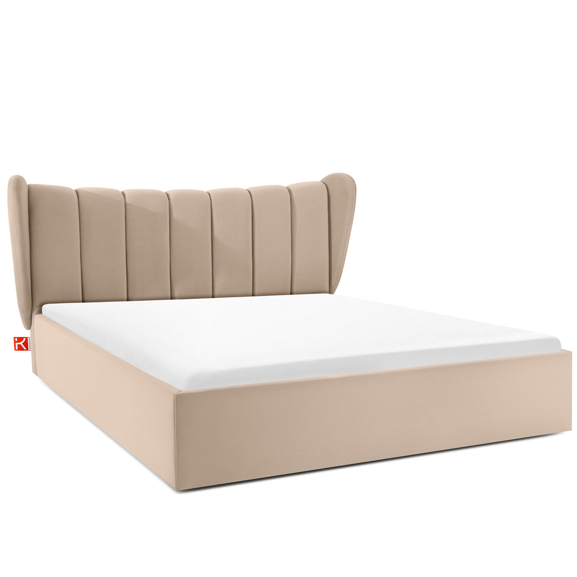 POLSTERBETT GIZO, Muschel-Design - Beige/Schwarz, Holz/Holzwerkstoff (182/204cm) - KONSIMO®