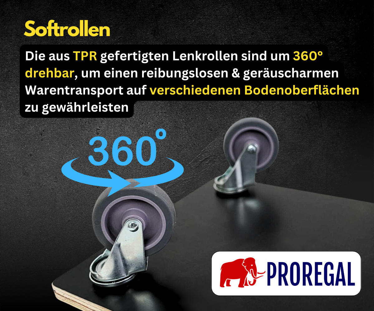 TRANSPORTROLLER 2er-Set mit 4 Rollen 11,5x30x60cm Traglast 200kg Siebdruck Holzplatte Schwarz - Schwarz, Holzwerkstoff (60/30/11.5cm) - PROREGAL