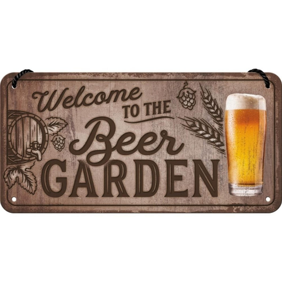 HÄNGESCHILD 10/20 cm Open Bar Welcome to the Beer Garden - Multicolor, Metall (20/10/0.2cm) - Nostalgic-Art